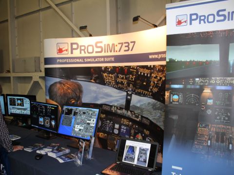 The ProSim stand showing their latest 737 professional simulator software suite