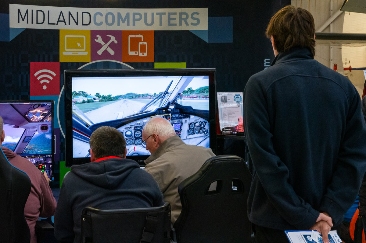 Visitors try out PC systems from Midland Computers