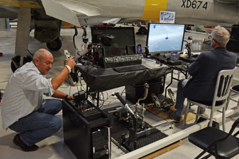 Preparing the complex setup of equipment at the SWFSG stand