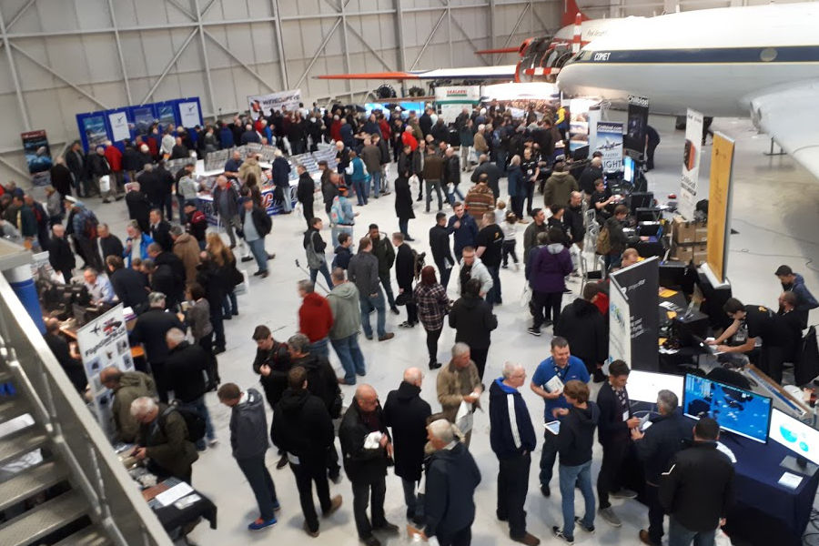 Another aerial shot of the busy main exhibition area