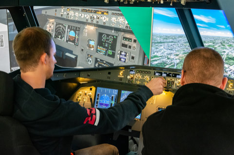 Visitors getting to grips with the realistic A320 from Skalarki